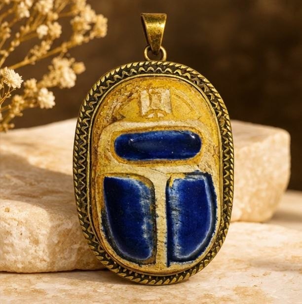 Handmade Egyptian Scarab Pendant from Ancient Egyptian Heritage Charm