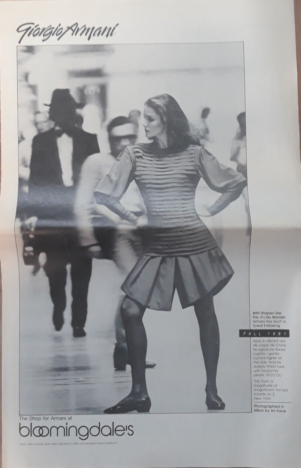 1981 Giorgio Armani Print Ad Advertisement Bloomingdales New York 21