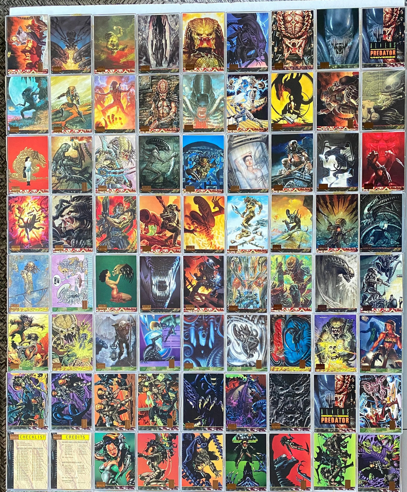 1995 Aliens Predator Universe Trading Card Base Set of 72 + A1-A15 Cards Topps