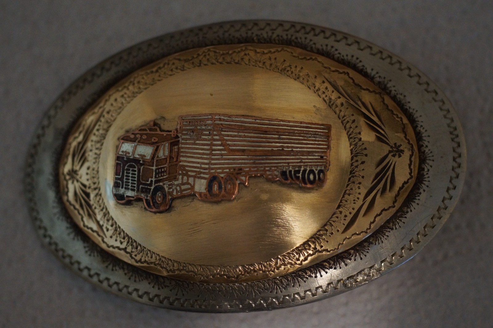 Vintage Wil Aren Belt Buckle W/ A Simi-Truck ( Very sharp looking )