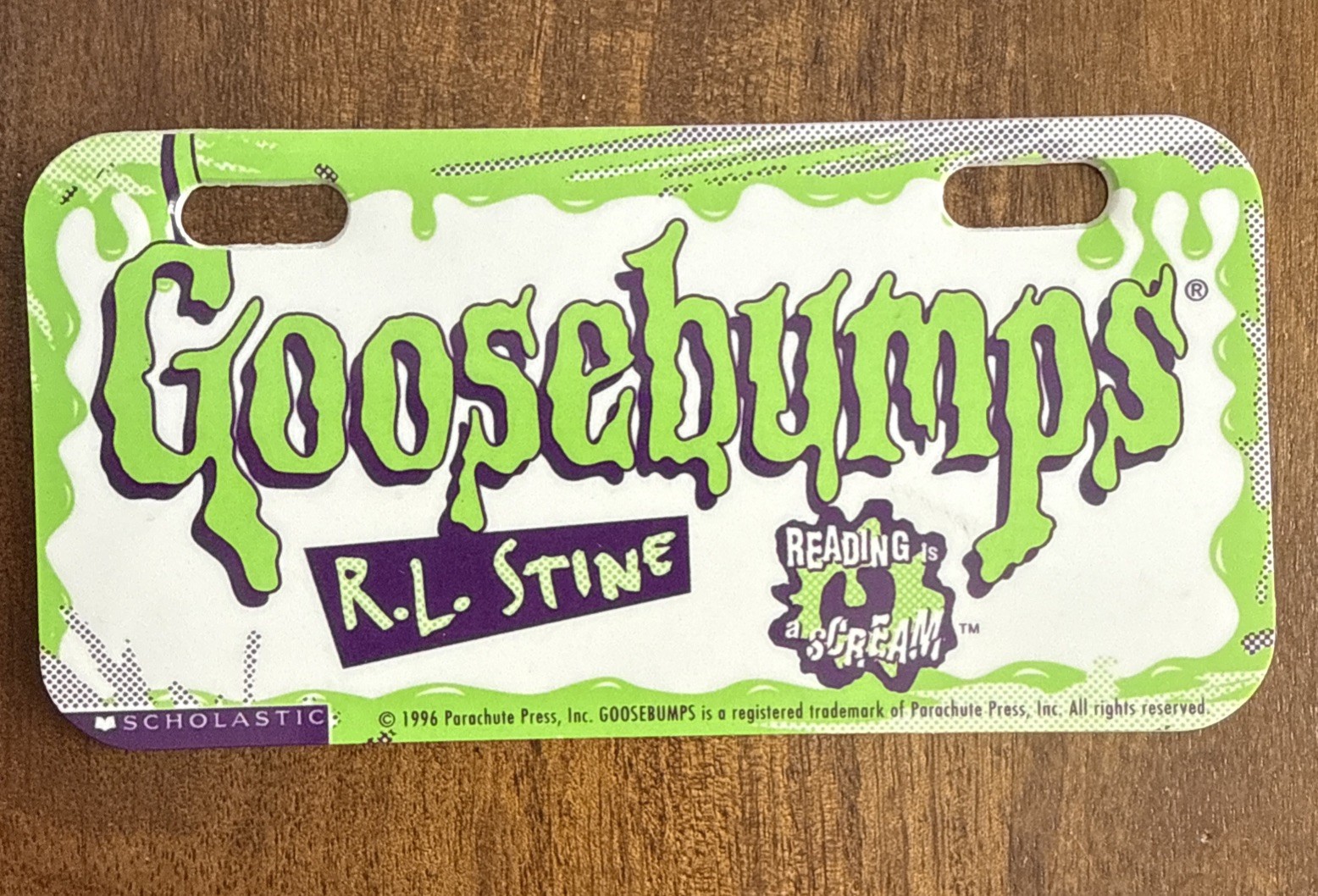 Vtg Goosebumps 1996 Scholastic Mini License Plate RL Stine 90s Book Fair RARE