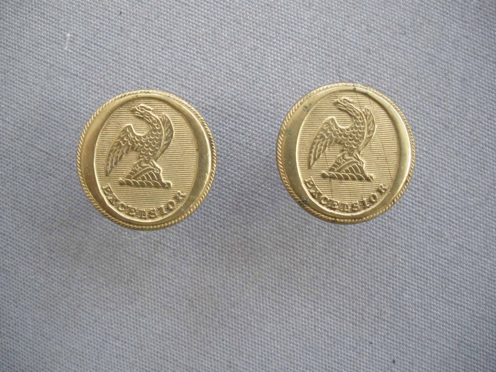 Military uniform buttons, cuff links. Brass & silver Excelsior NY militia 1830's