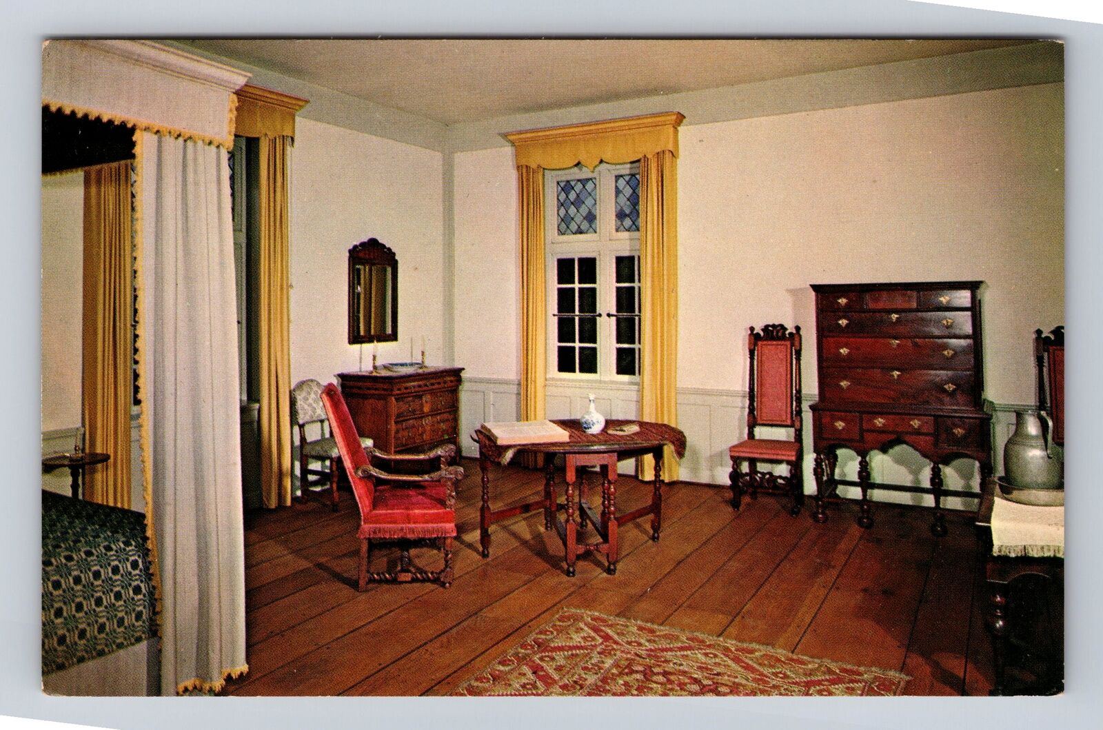 Morrisville PA-Pennsylvania, Pennsbury Manor, Guest Room, Vintage Postcard