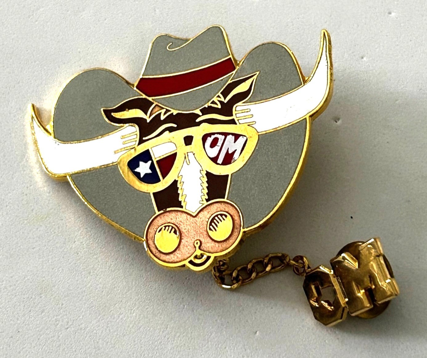 Vintage Odyssey of the Mind Texas TX  Longhorn Steer 2 Pin Set OM