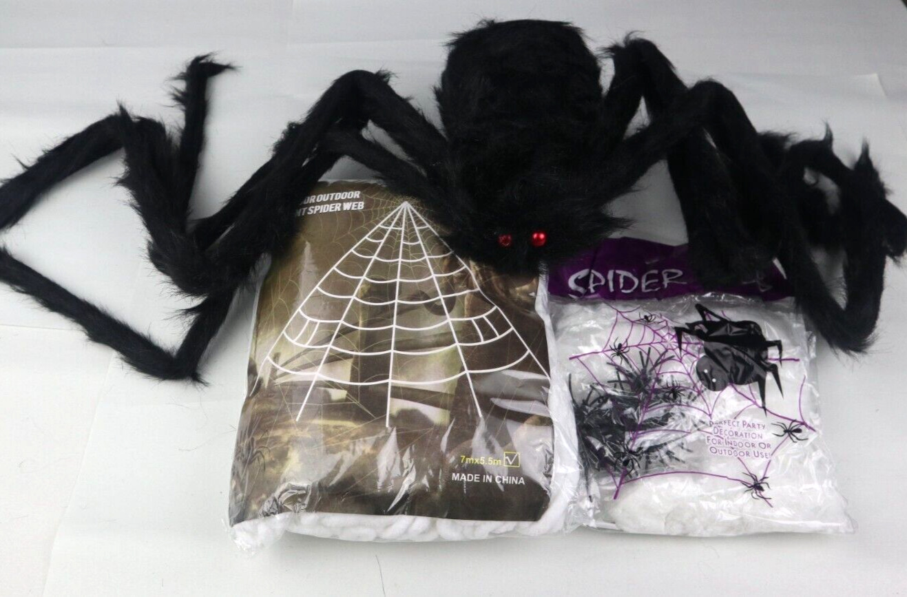 Halloween Realistic Giant Spider Decoration/Large Spider Web for Outside 7mx5.5m