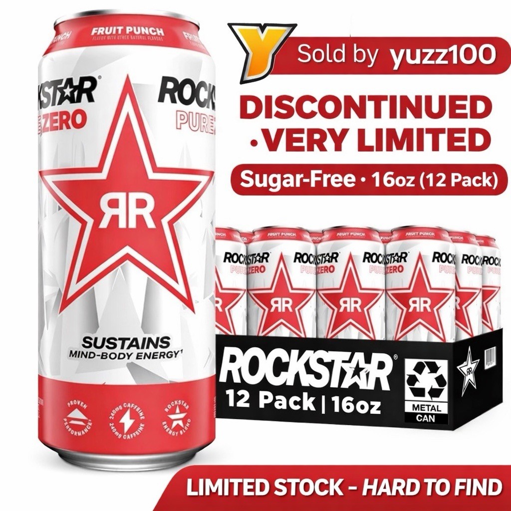 Rare Rockstar Pure Zero Fruit Punch 16oz 12Pack Sugar-Free – Almost Gone Rare Rockstar Pure Zero Fruit Punch 16oz 12Pack Sugar-Free – Almost Gone