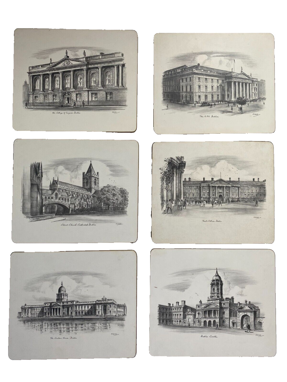 Lady Clare Dublin Landmarks Scenes 6 Melamine Hand-Finished Placemats 8\