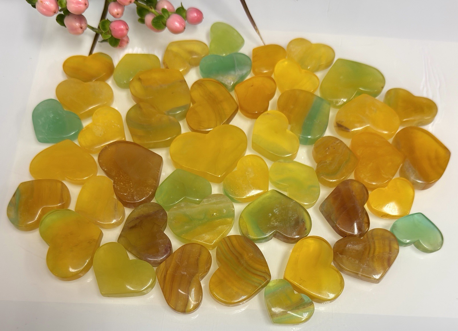 Wholesale Lot 2 Lbs Natural Mango Fluorite Crystal Heart Healing Energy