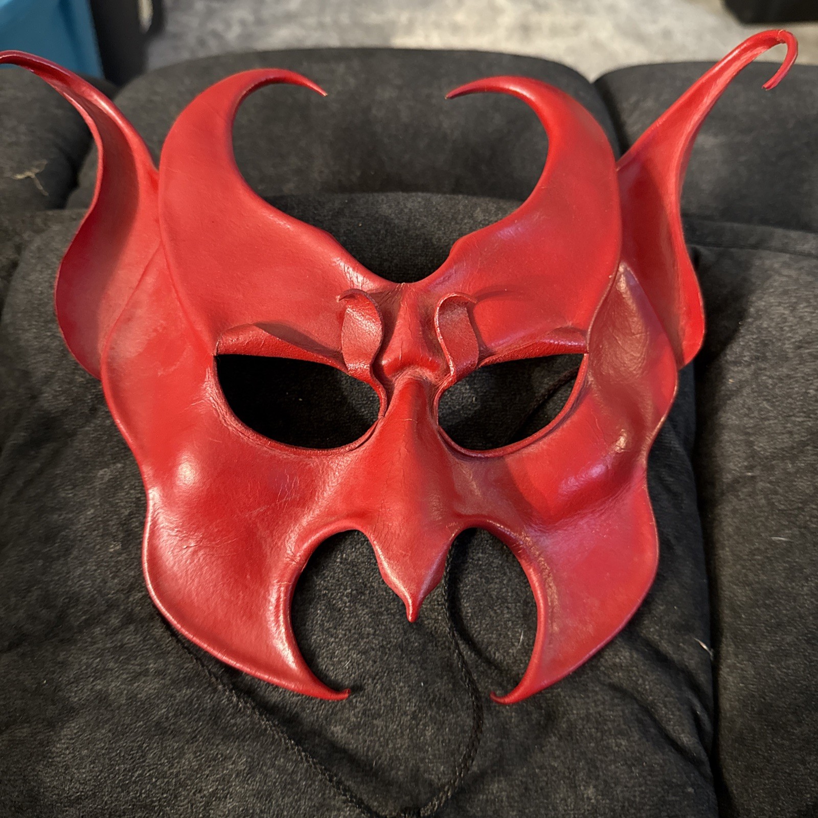 Vintage Signed Larry Wood Leather Devil Mask - Fantasy Guilde Studios Vintage Signed Larry Wood Leather Devil Mask - Fantasy Guilde Studios