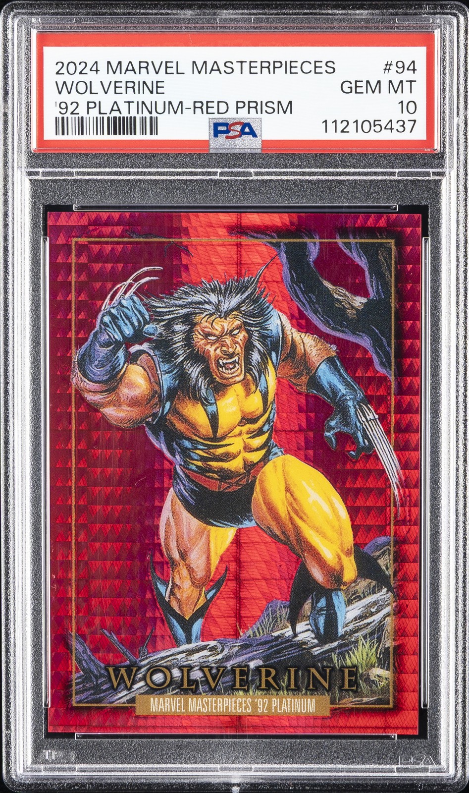 2024 UD MARVEL MASTERPIECES '92 PLATINUM RED PRISM #94 WOLVERINE 297/492 PSA 10