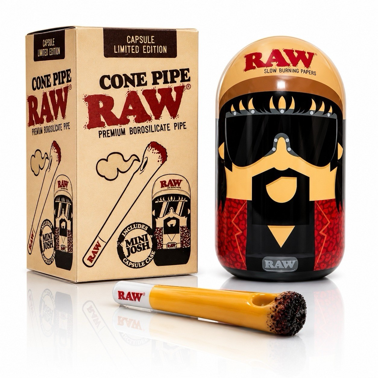 RAW Mini Josh Glass Cone Handpipe w/ Case *USA*