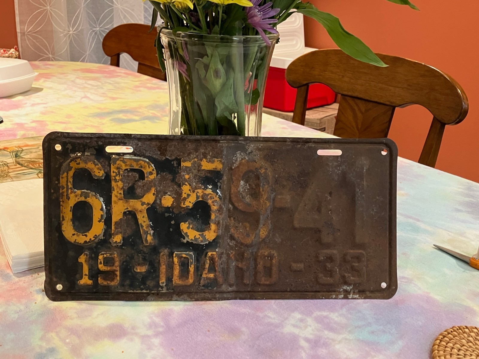 1933 Idaho License Plate 6R 59-41 - Falls County (Twin Falls)