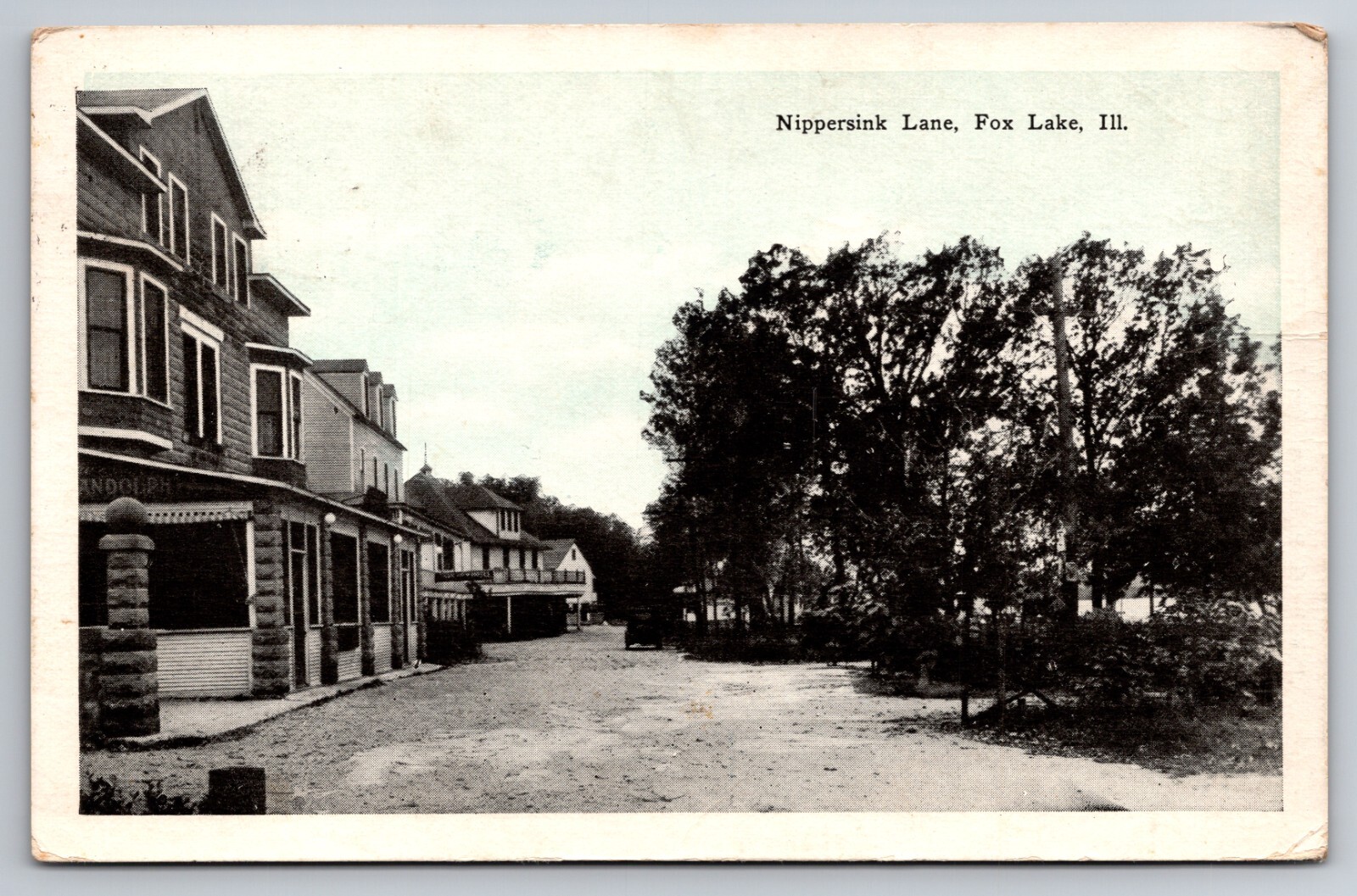 Nippersink Lane Fox Lake Illinois Street View c1920 Postcard