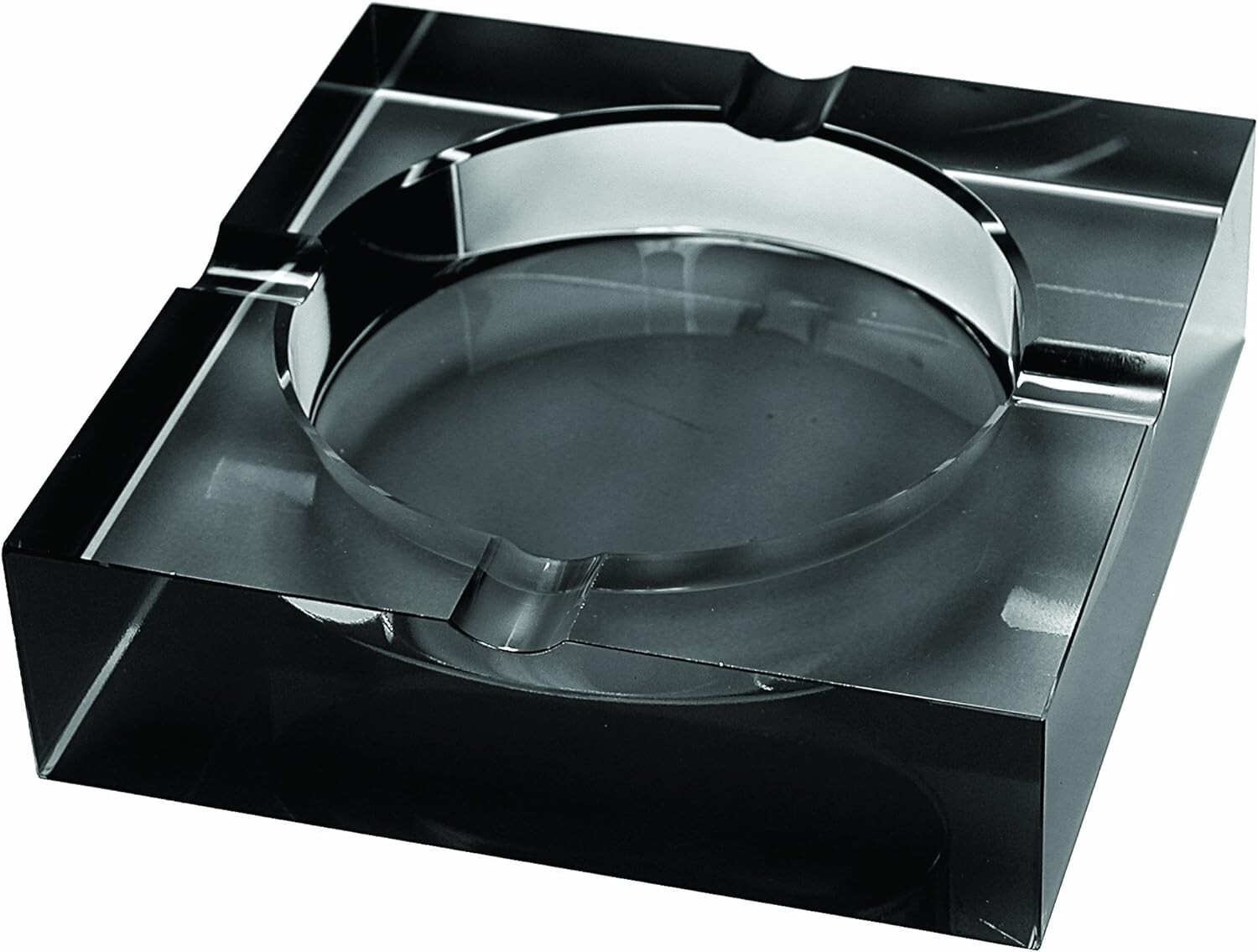 4 Cigar Crystal Ashtray, Semi-Transparent Black Tinted K9 Crystal