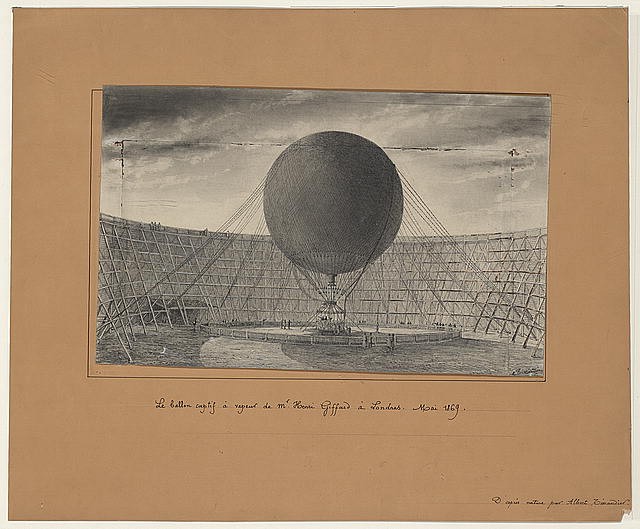 London England Henri Giffard Captive Balloon Launching 1869 Exhibition