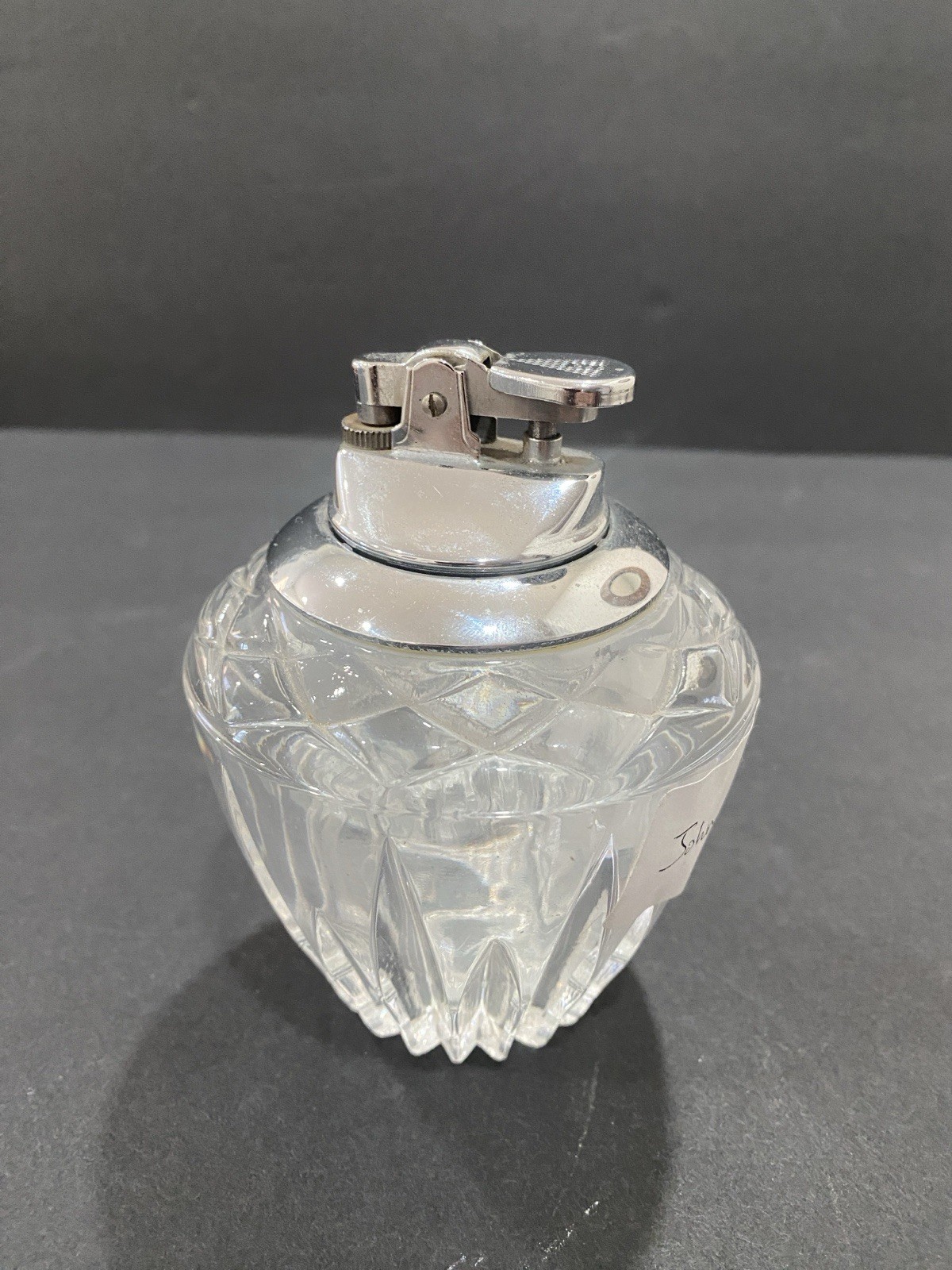 Vintage Mid-Century Cut Crystal Butane Table Lighter Made In Japan