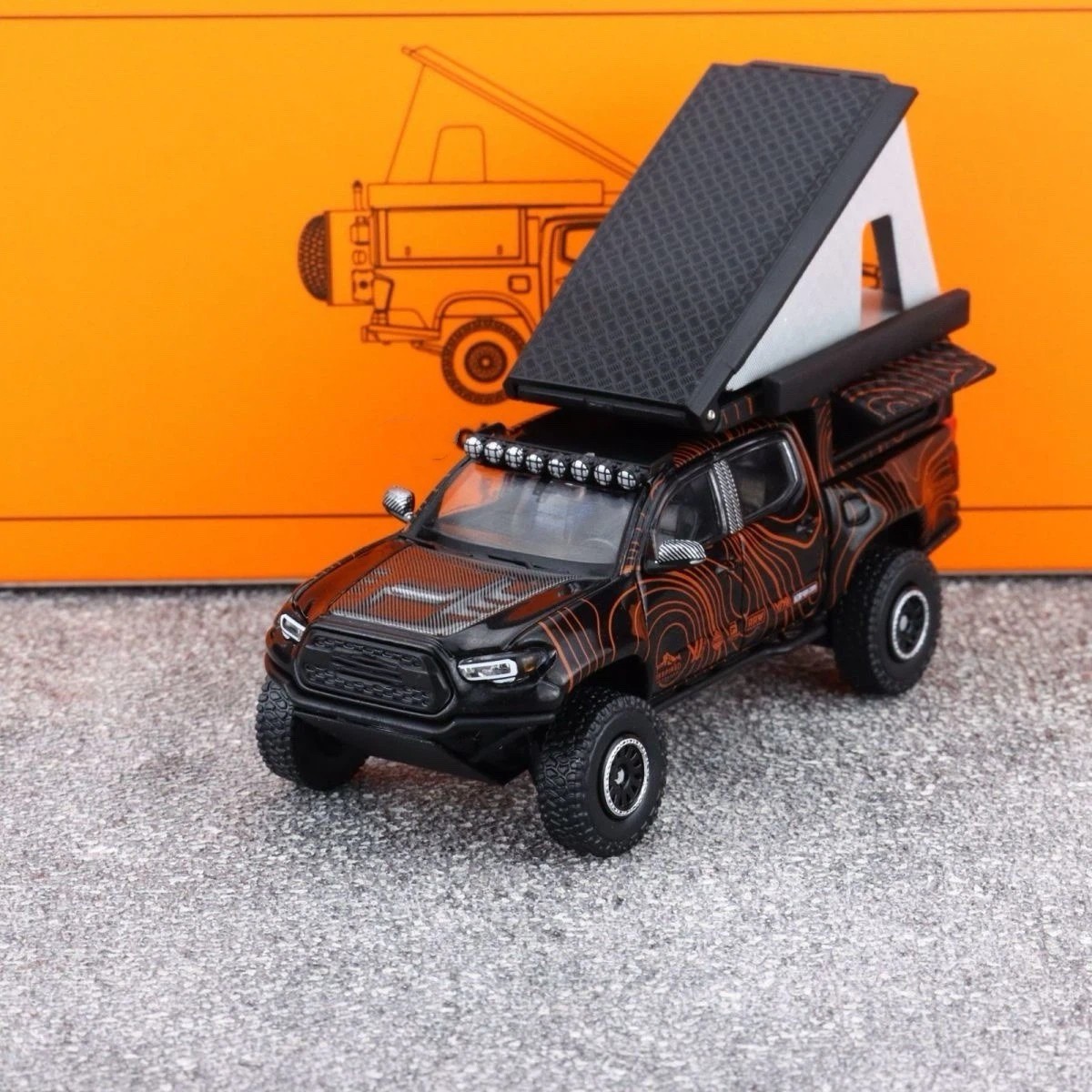 GCD 1/64 for Tacoma Overland Camper Off-Road Diecast Pickup Truck Model Black