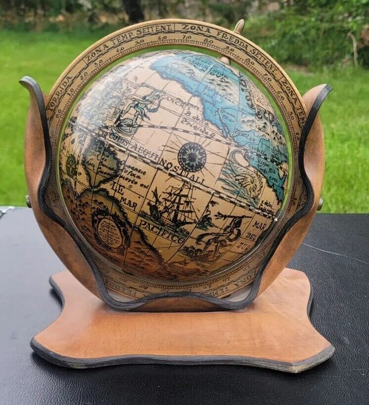 Vintage Desktop Globe leather base 