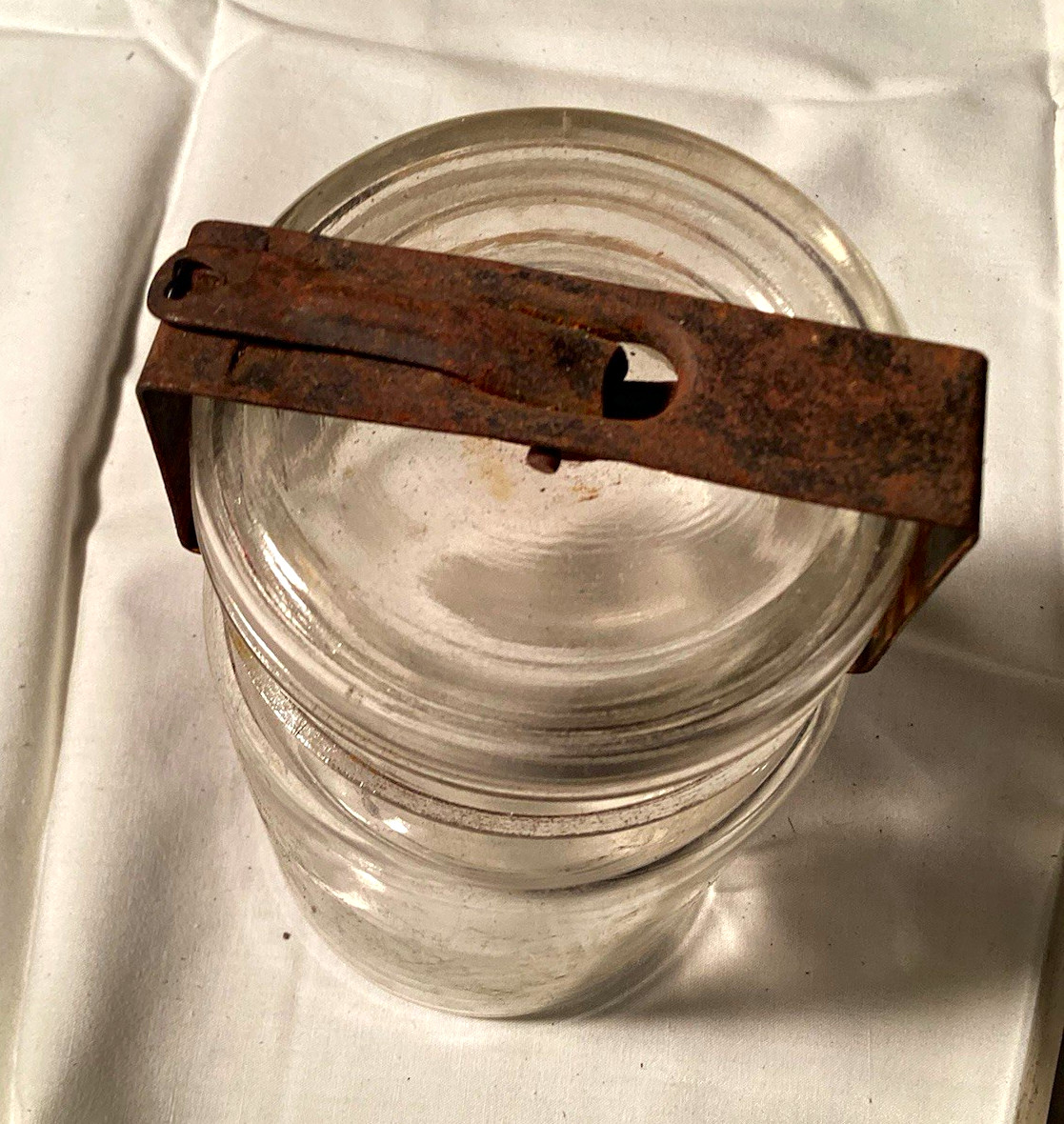 Clear Glass Jar with Metal Clamp Lid, Bail/Clip Closure, vintage clear glass
