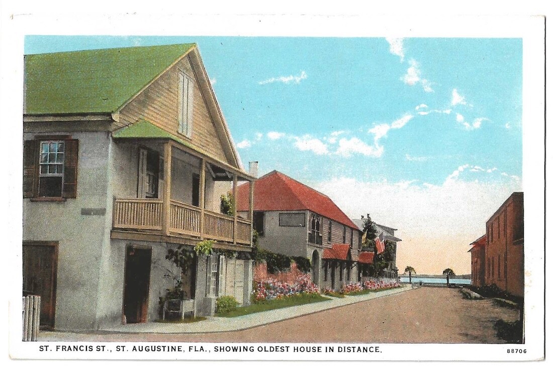 St. Augustine Florida c1920\'s St. Francis Street, oldest house, Roadside America