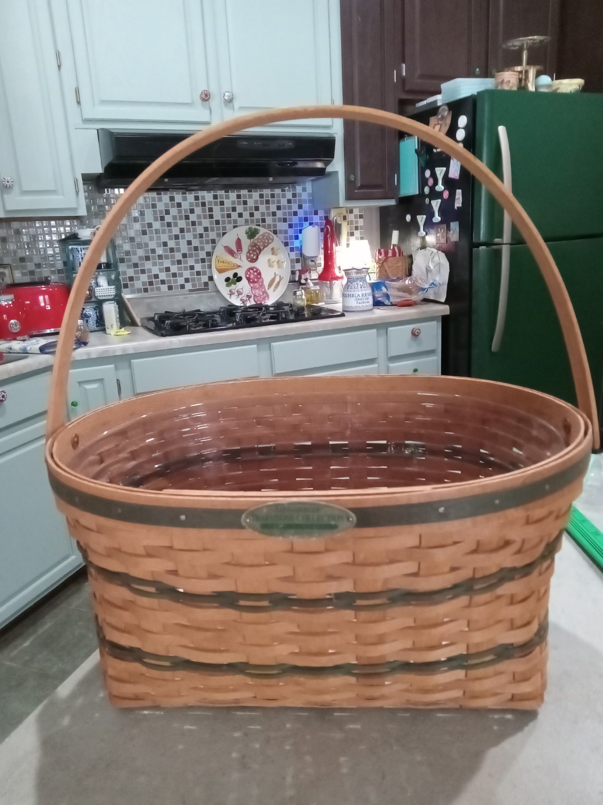 Vintage LONGABERGER 1995 TRADITIONS COLLECTION FAMILY BASKET W/ PROTECTOR 
