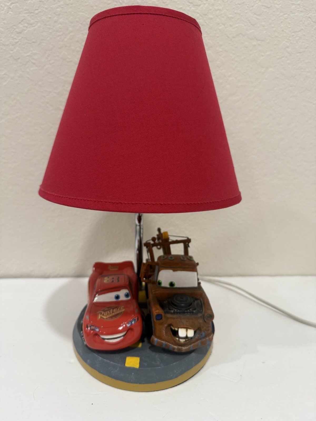 Disney Pixar Cars 3D Lamp, Lightening McQueen & Mater Kids Bedroom Light RARE Xy