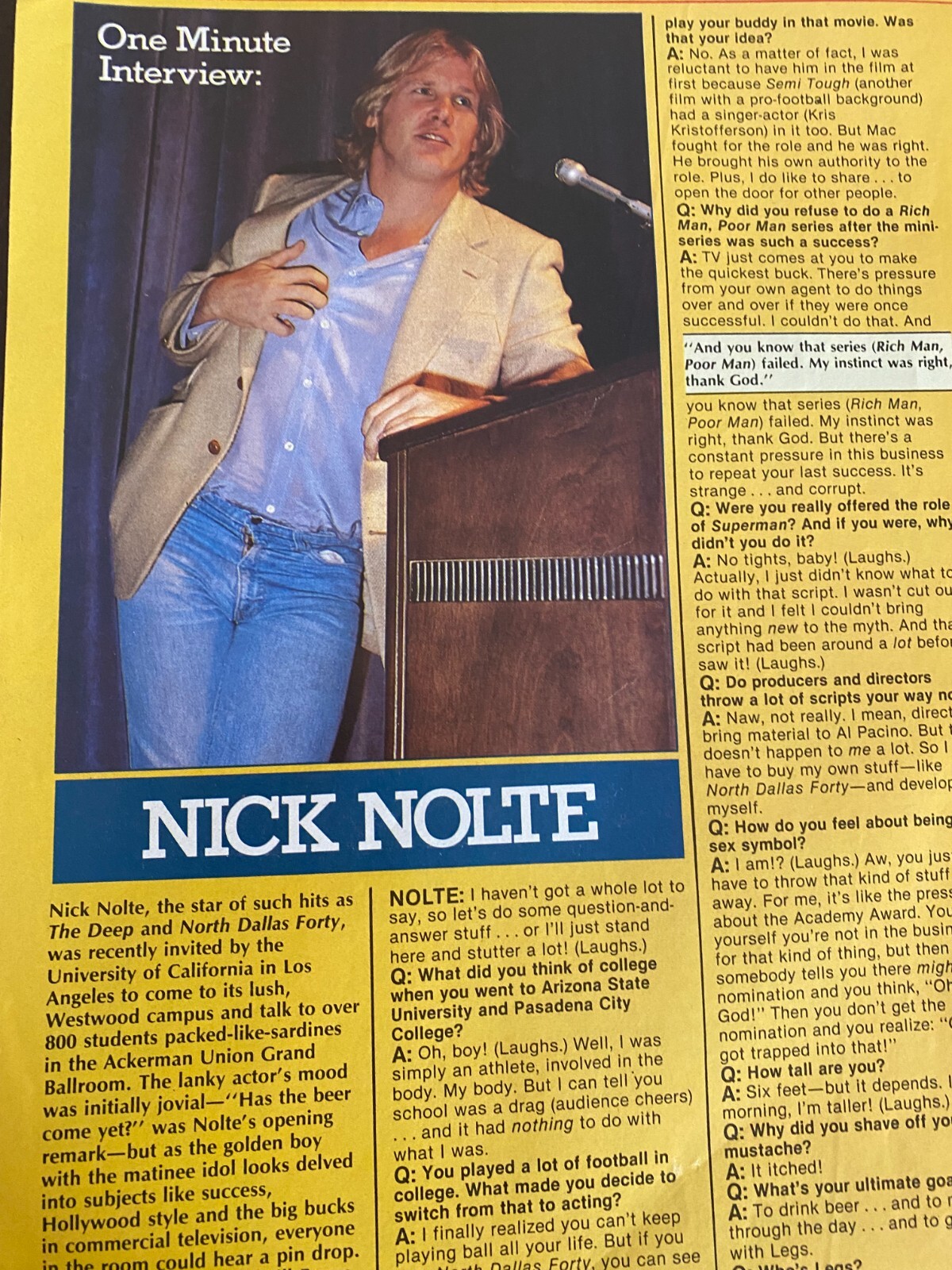 Nick Nolte, Full Page Vintage Pinup
