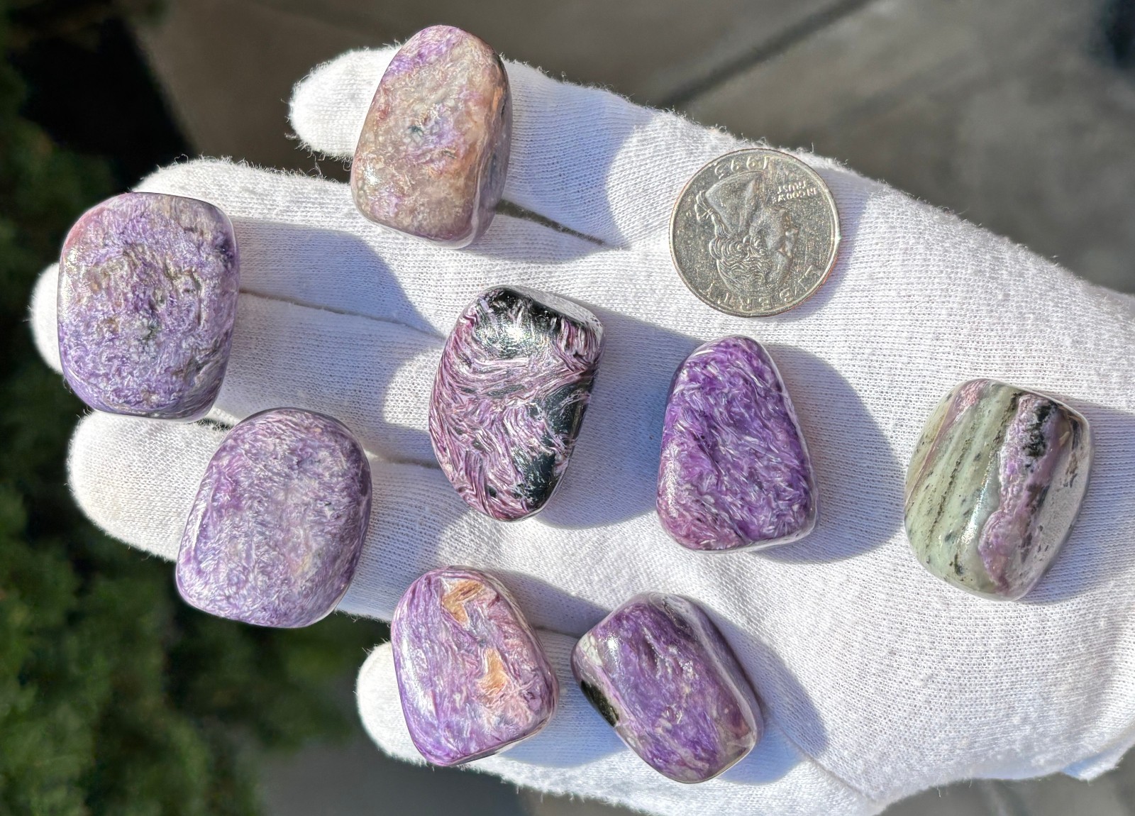 USA SALE 140g LOT CHAROITE TUMBLES TUMBLED STONES STONE TUMBLE CHATOYANT PURPLE
