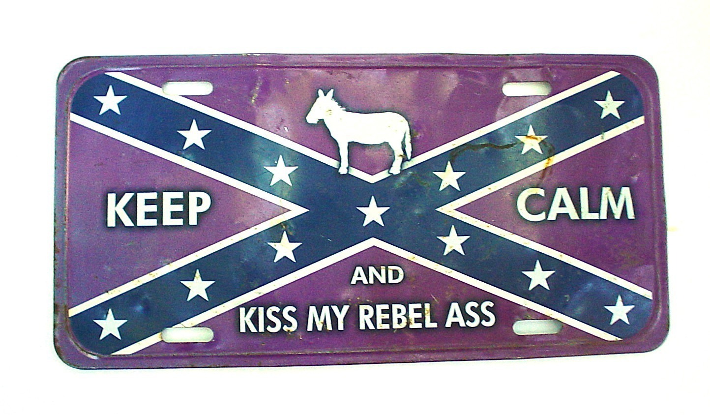 Keep Calm Rebel Booster License Plate  Metal Flat