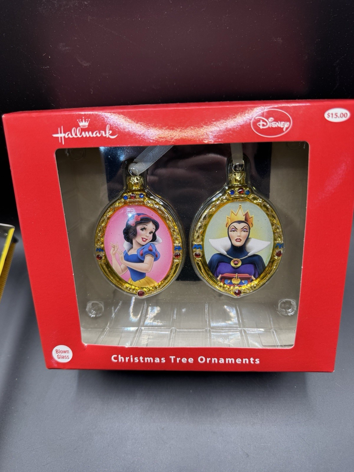 Hallmark Disney Snow White & Evil Queen Blown Glass Christmas Ornaments Set of 2