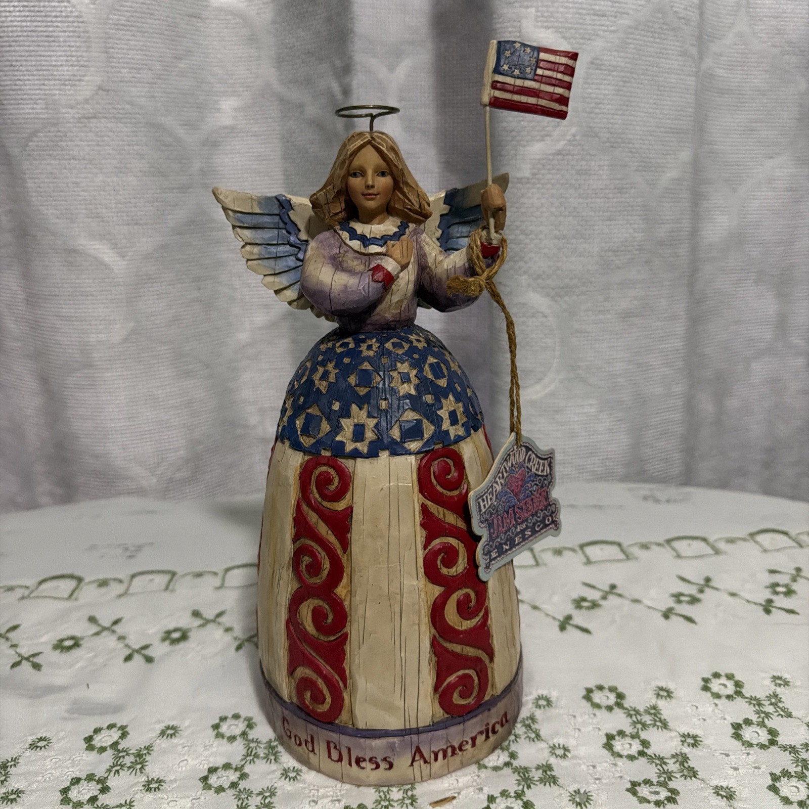 JIM SHORE “GOD BLESS AMERICA” (F117044) CHRISTMAS ANGEL SCULPTURE/FIGURINE 2003