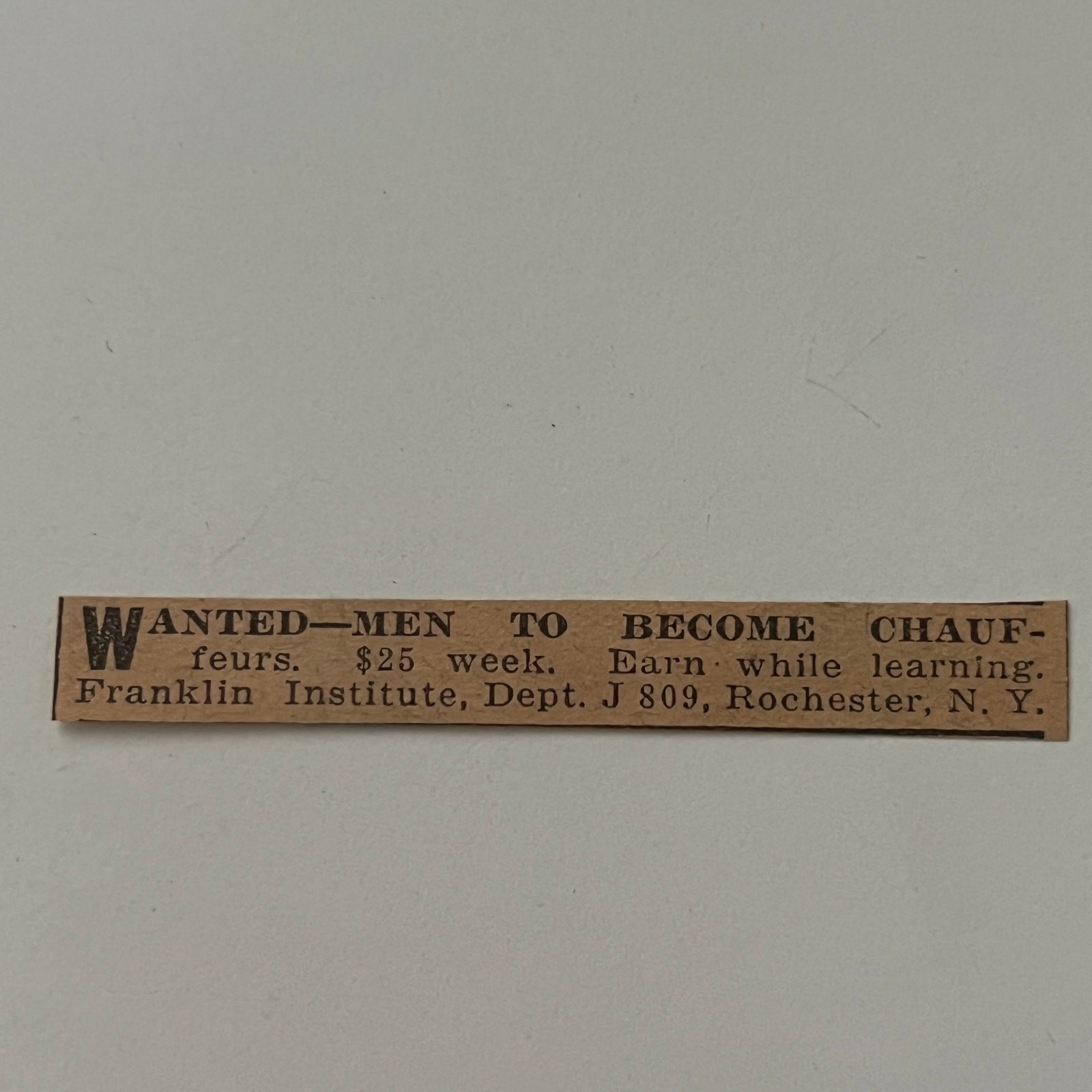 Franklin Institute Wanted Men Chauffeurs Rochester NY 1917 Clipping SAI4-S60 Franklin Institute Wanted Men Chauffeurs Rochester NY 1917 Clipping SAI4-S60