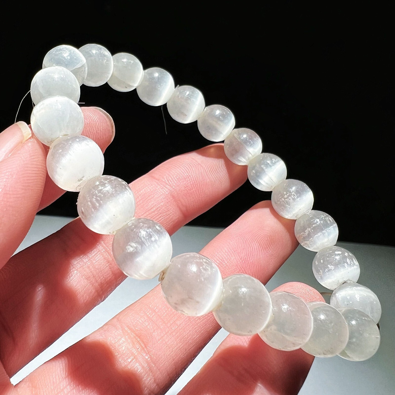 17g Rare NATURAL Clear Transparent gypsum Elastic Single Strand Bracelet
