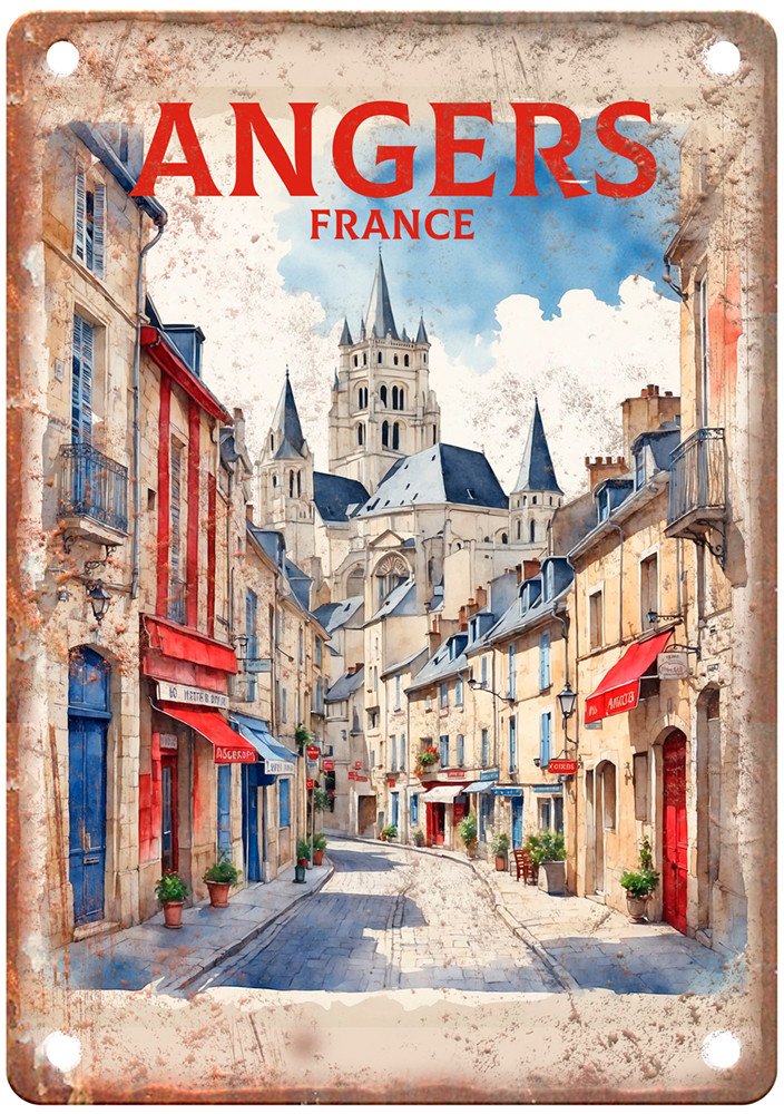 Vintage Angers France Retro Look Travel Poster Metal Sign T2965 Vintage Angers France Retro Look Travel Poster Metal Sign T2965