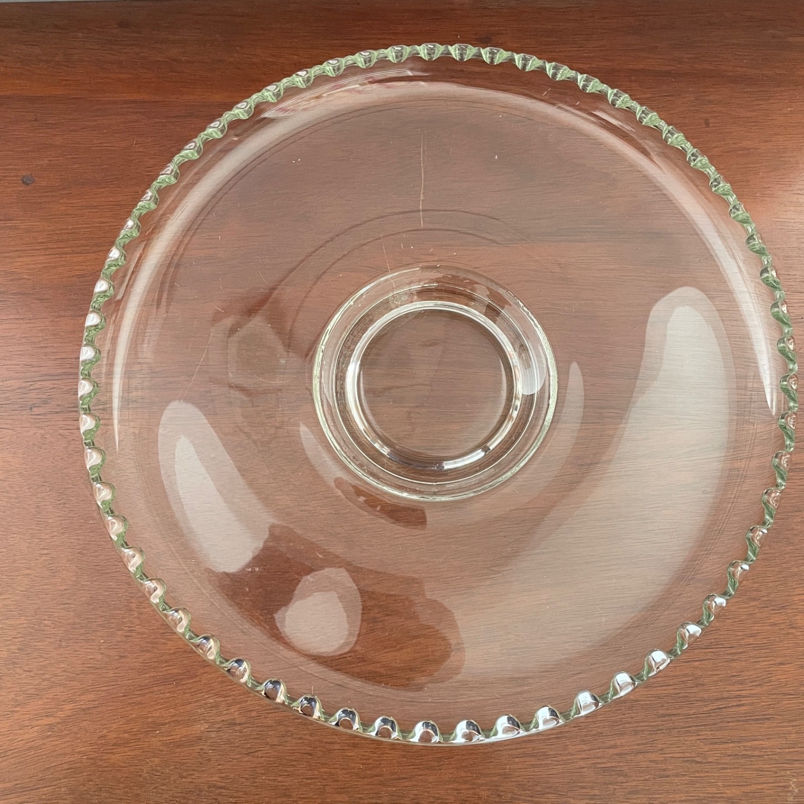 Vintage Imperial Glass Candlewick Large Torte Plate Lily Pond Bowl Cupped Edge