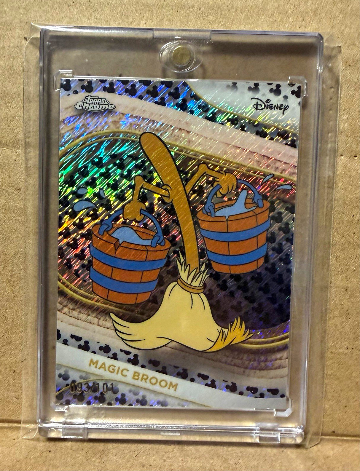 2025 Topps Chrome Disney MAGIC BROOM Fantasia Mickey Black White Refractor /101