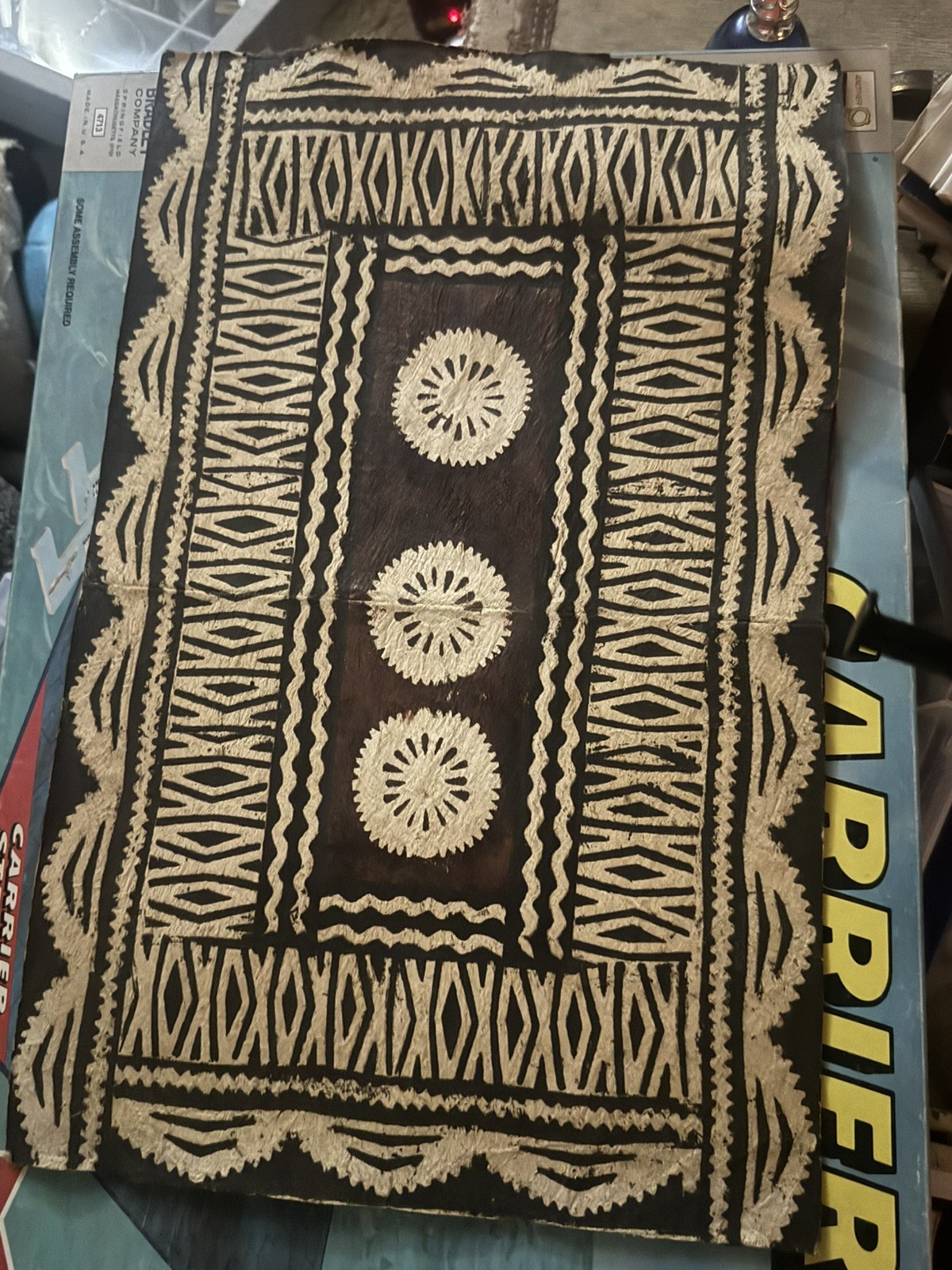 Vtg Fijian Folk Art Handmade Tapa Bark Cloth Pacific Islands 23