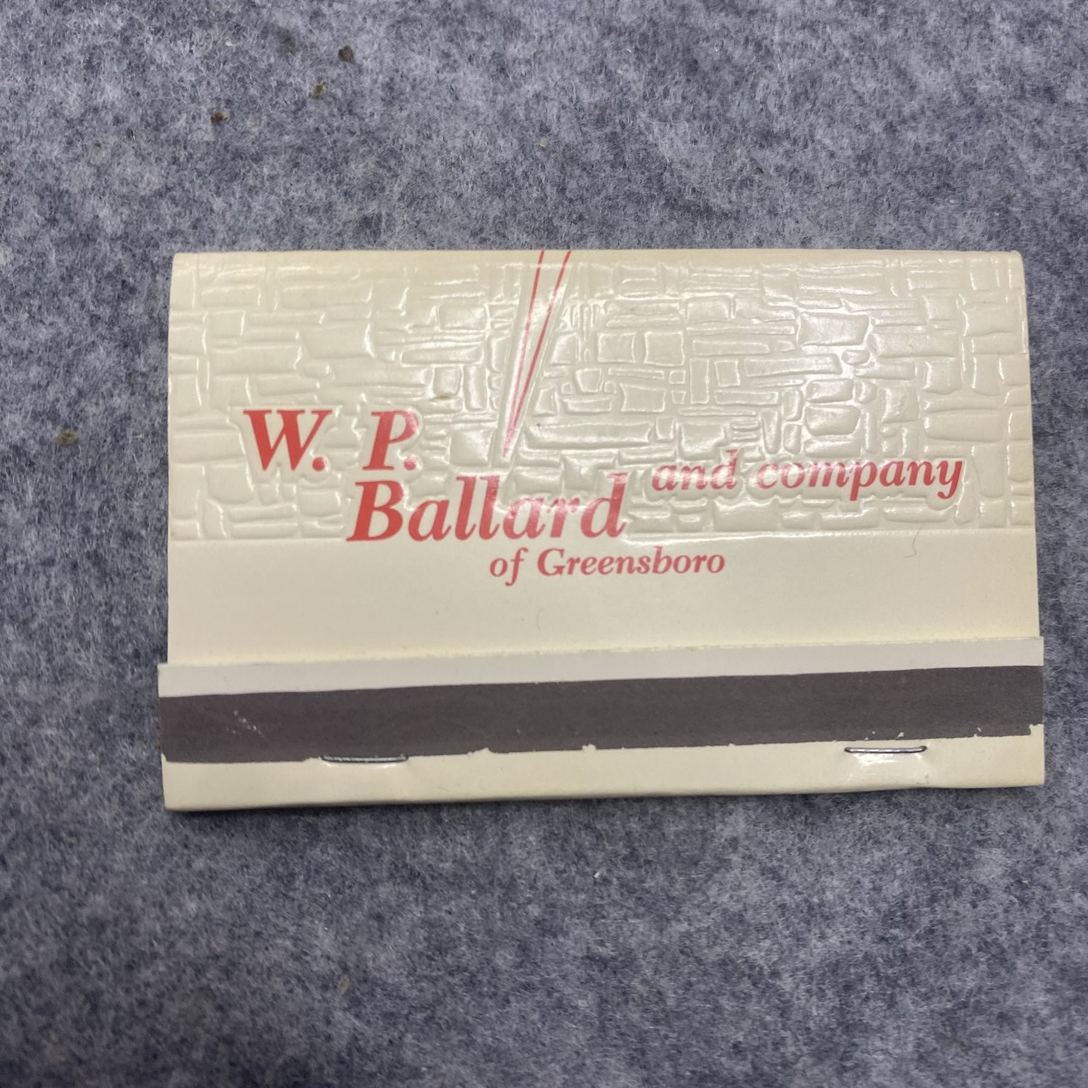 W.P. Ballard and Company Greensboro Vintage Laundry Supplies Matchbook