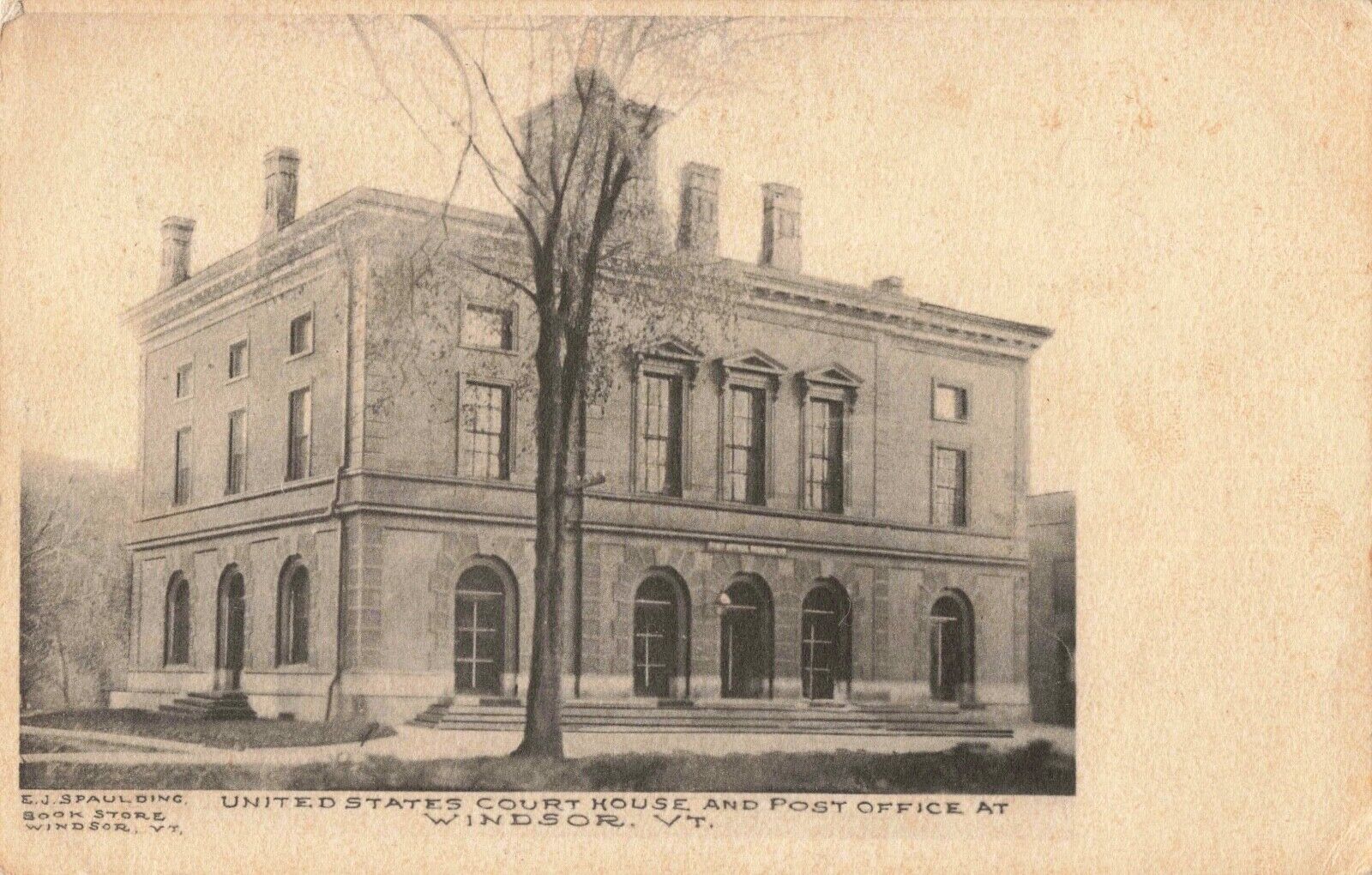 Court House Post Office Windsor Vermont VT Albertype Co. 1907 Postcard