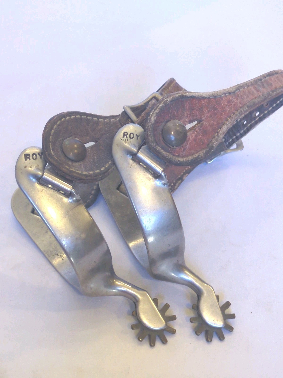 Vintage Roy Robinson Leather Brass Stainless Steel Horse  Spurs