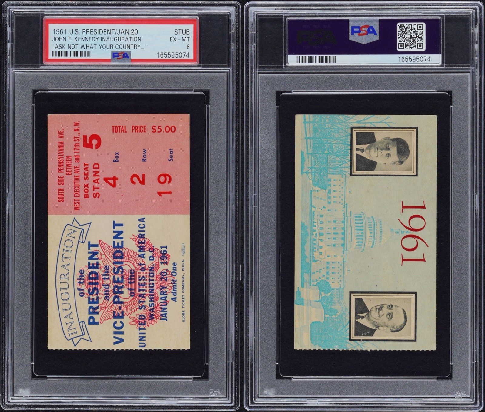 1961 JFK Ticket President John F. Kennedy “Ask Not” Speech Inauguration  PSA 6