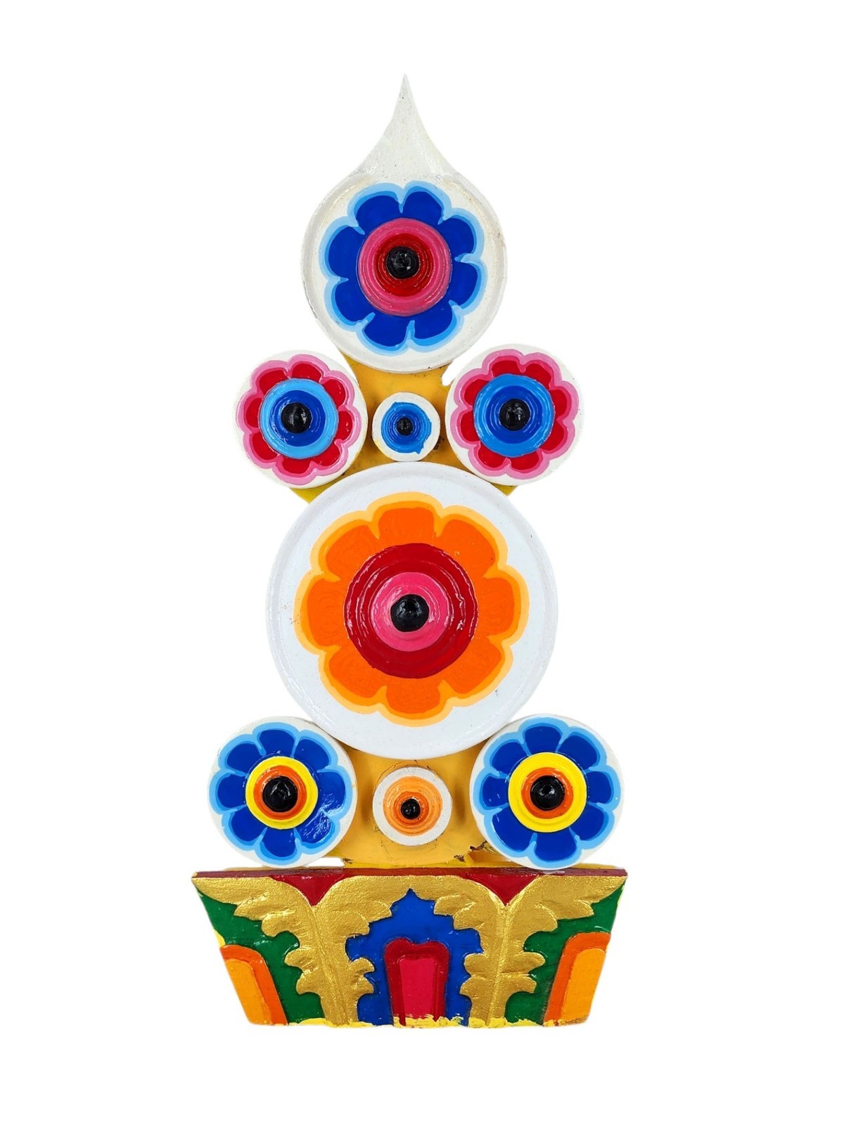 11-Inch Handcrafted Tibetan Torma Offering, Hand Painted Ritual Item