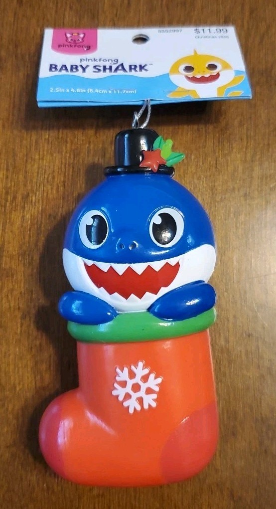 PinkFong Baby Shark Blue Shark Christmas Tree Ornament NEW