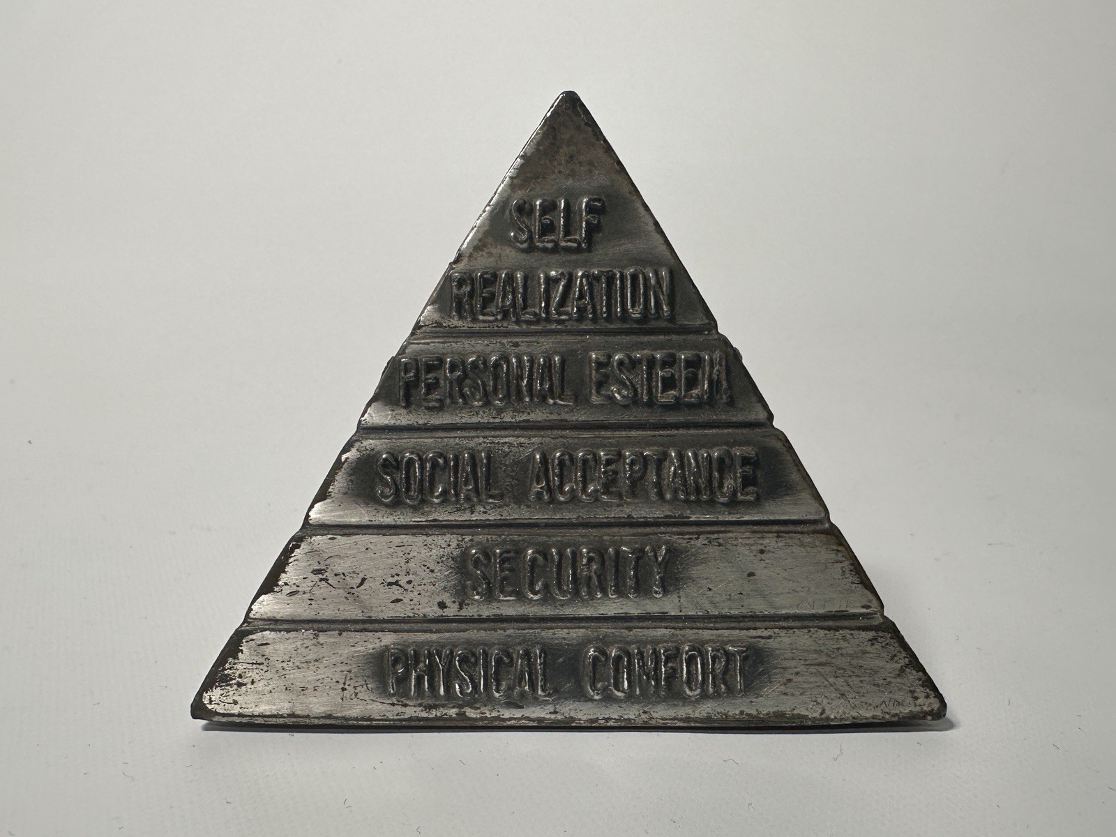 Vintage Maskow’s Hierarchy of Needs Pyramid Paperweight Maritz Travel Promo
