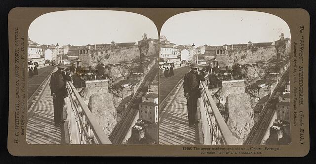 Portugal The upper roadway and old wall Oporto Portugal Historic Old Photo