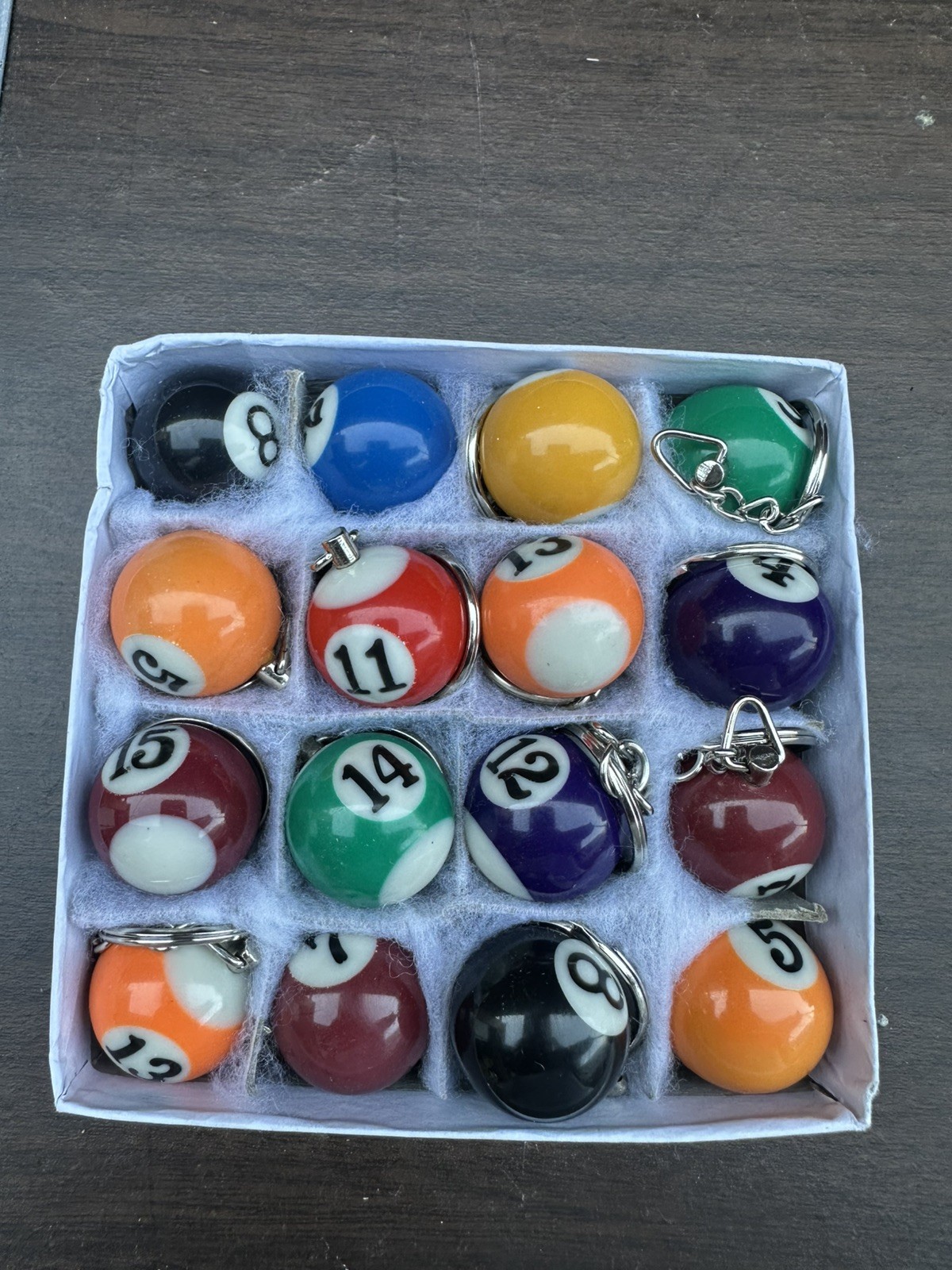 16 pc mix Billiards Charm Keychain Pendant Cool Player Gift Lot