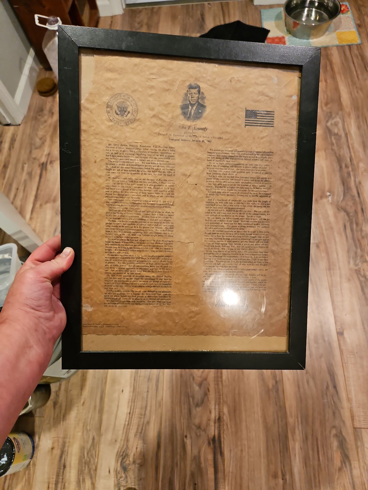 Vintage John F. Kennedy 1961 Inaugural Address Framed Document Vintage John F. Kennedy 1961 Inaugural Address Framed Document