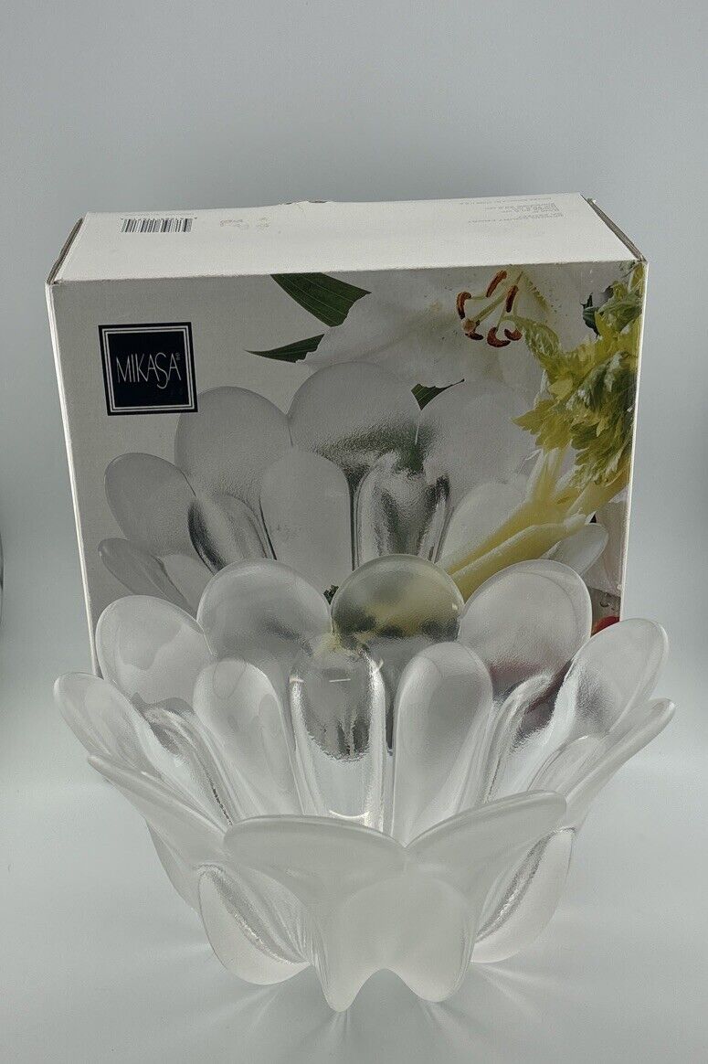 Vintage Mikasa Spring Court frosted Glass Flower Bowl  8” Cottage Core Decor