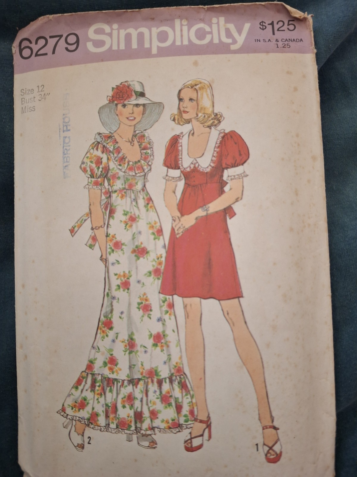 Vintage Simplicity Dress Pattern 6279 Bust 34