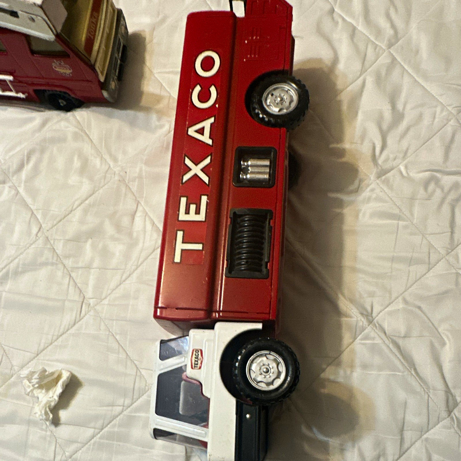 Vintage 1960s Wen-Mac Texaco Jet Fuel Tanker Truck Toy Pressed Metal White Cab